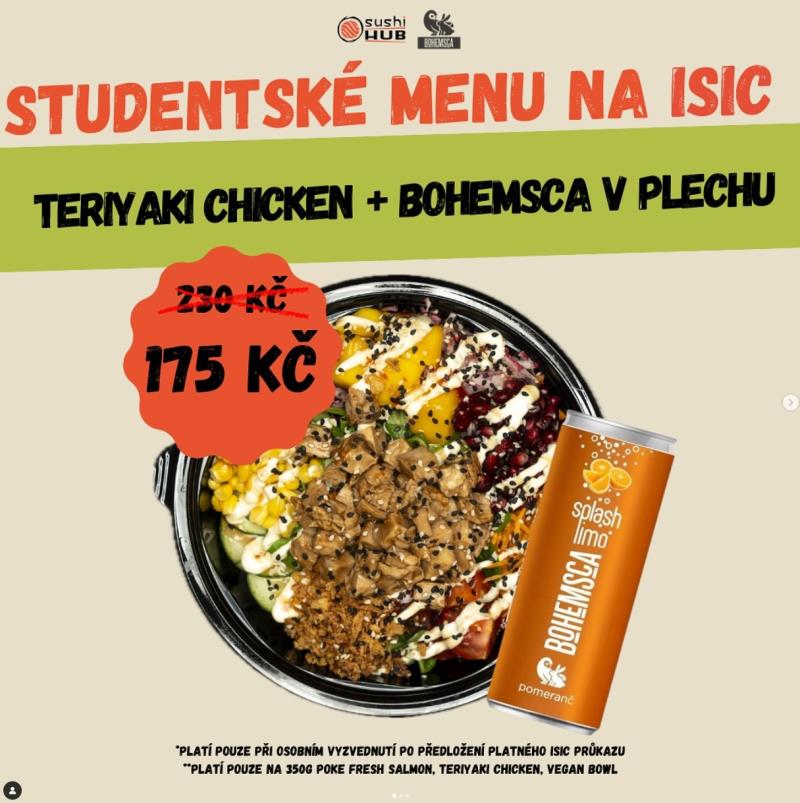 !? STUDENTI POZOR!? Máš Isic a chuť na pořádný Poke s osvěžující Bohemscou?  Tak právě pro tebe jsme si nachystali studentské menu na platný ISIC. 