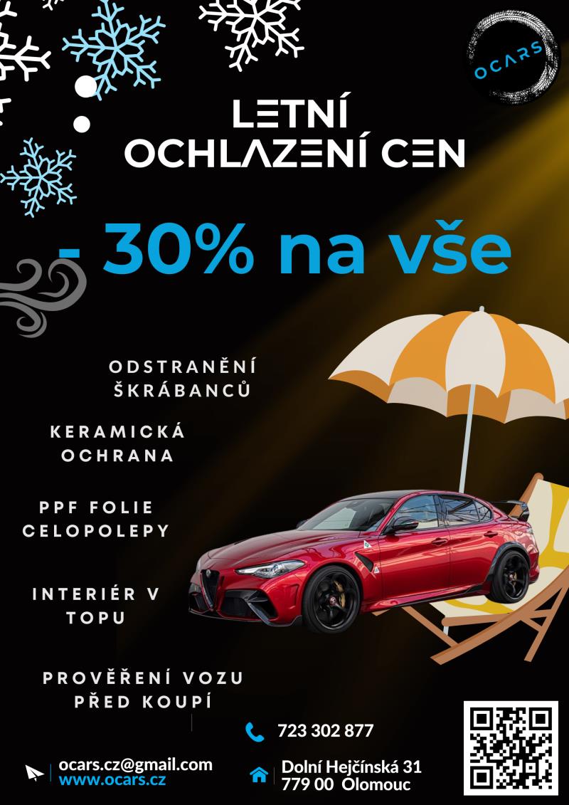 Nabízíme příjemné ochlazení cen na veškerou péči o Váš vůz. Nabídku služeb najdete na www.ocars.cz 