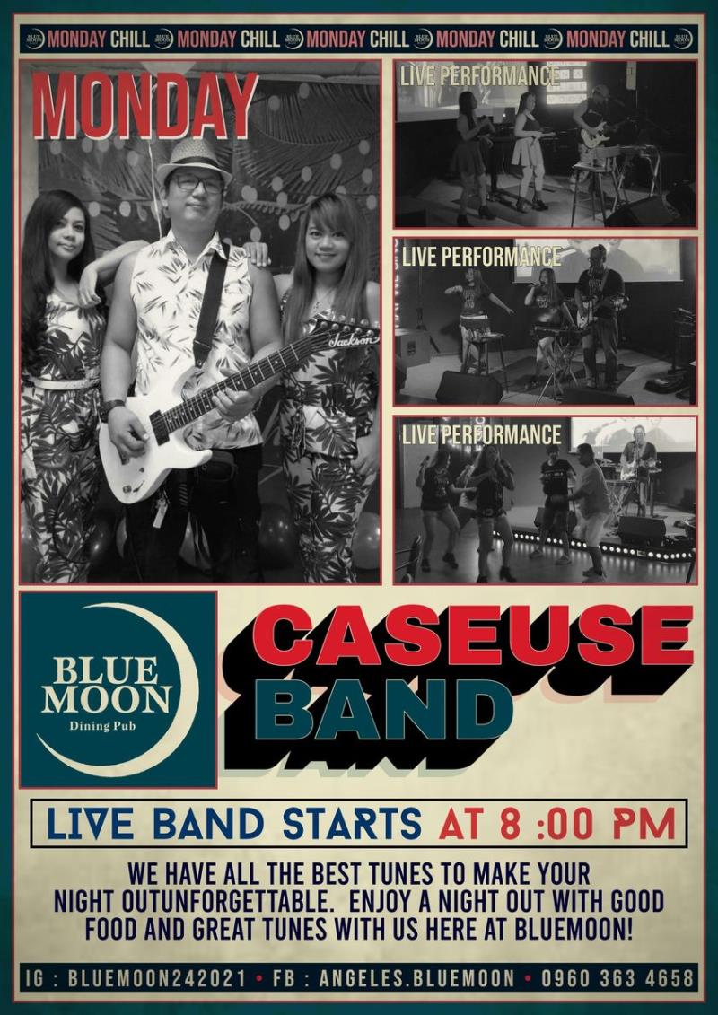 Join us for some Monday chill tonight at 8:00 pm Featuring Caseuce band! Here at Bluemoon Dining pub and Family KTV. See you soon guys! 