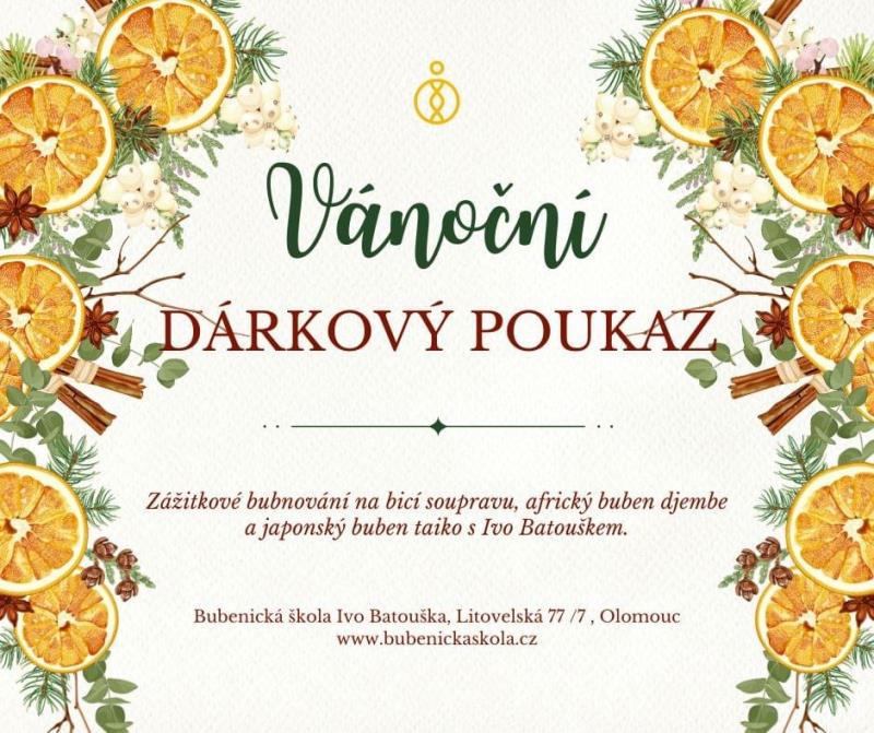 Listopad zahájíme prodejem Vánočních dárkových poukazů.   K dispozici máme na výběr 1., 2., nebo 4. lekce zážitkového bubnování na bicí soupravu, djembe, nebo japonský buben...