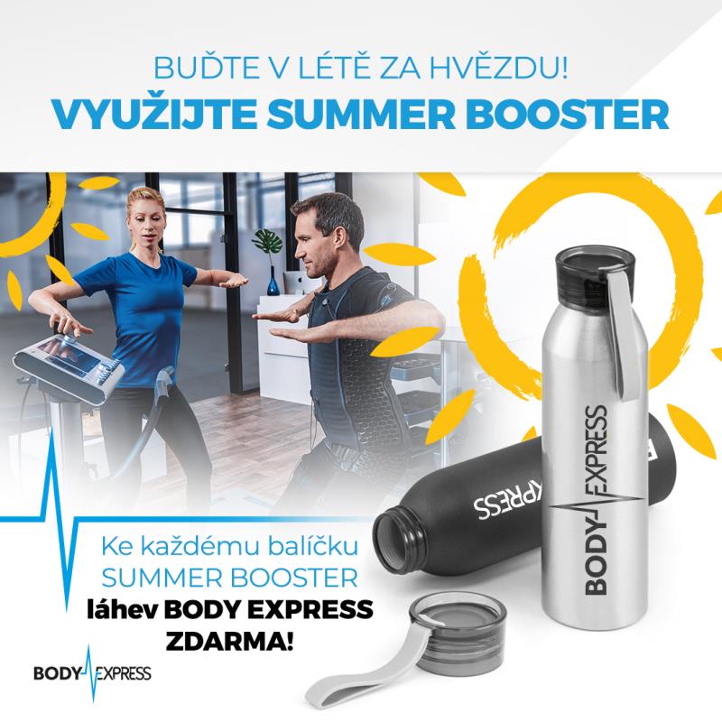 Chcete vypadat a cítit se skvěle? Náš Summer Booster balíček je tu právě pro vás! Získejte maximální výsledky s našimi EMS tréninky a jako bonus ke každému balíčku obdržíte stylovou lahev ZDARMA! 