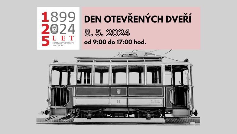  V letošním roce oslavuje DPMO, a.s. výročí 125 let zahájení pravidelného tramvajového provozu v Olomouci. K této příležitosti je připraven pro všechny fanoušky dopravy Den otevřených dveří, a to ve středu 8.5 2024 od 9:00 do 17:00 hod.  Všichni jste srdečně zváni.