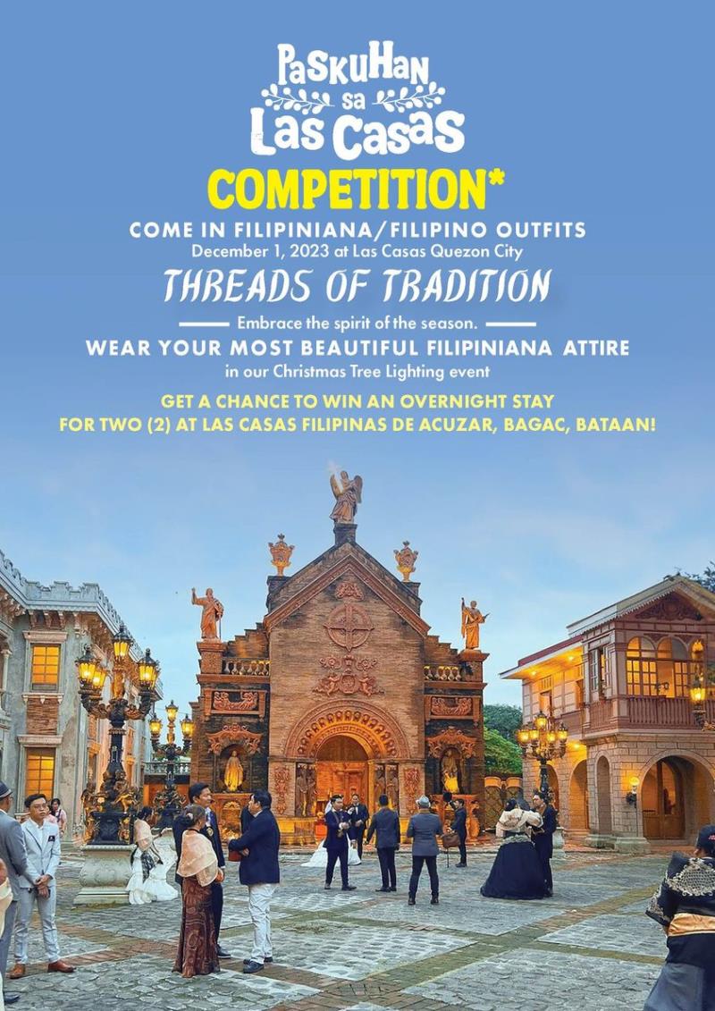 Stand a chance to win an overnight stay for two (2) at our flagship property in Bataan when you come in your most beautiful traditional Filipino attire on December 1st, during our Annual Christmas Tree Lighting event.