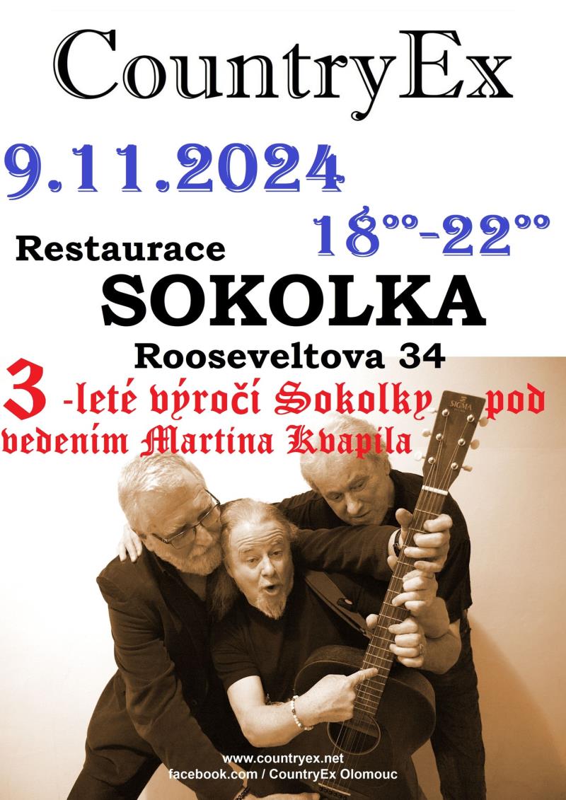 Chystají se narozeniny!!! Martin Kvapil, jako šéf restaurace Sokolka, oslaví spolu s CountryEx Olomouc a s vámi všemi, kteří dorazíte na 3-leté jubileum svého působení v tomto bezvadném podniku!